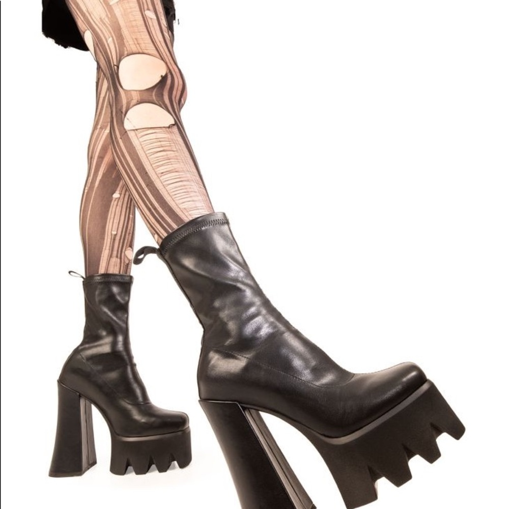 Lamoda Troublemaker Chunky Platform Stretch Ankle Boots